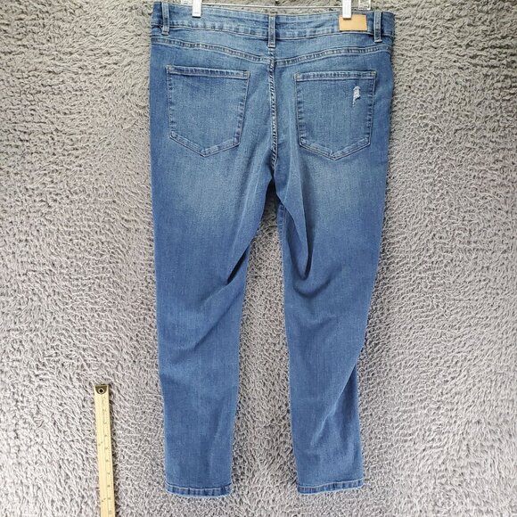 Tahari Jeans Women’s Size 16 Blue Kelly Skinny Distressed Stretch Denim - Picture 12 of 13